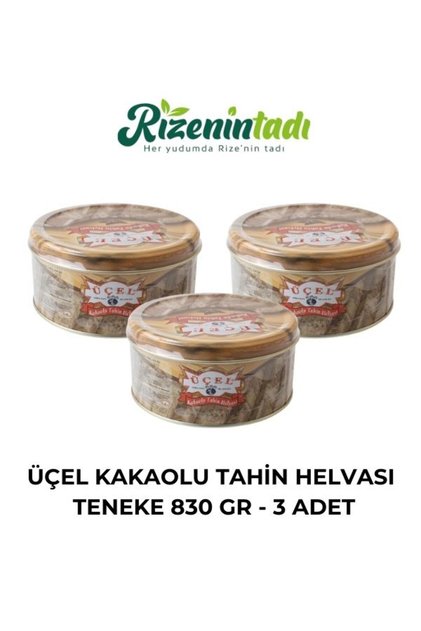 ÜÇEL KAKAOLU TAHİN HELVASI 830 GR TENEKE - 3 ADET