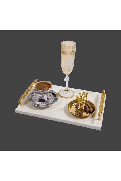 veys - Engagement & Presentation Tray - Tea & Coffee Tray - GOLD CLUB - WHITE