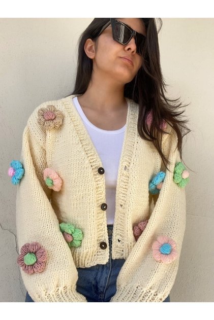 Ζακέτα Daisy Floral Πλεκτή στο χέρι