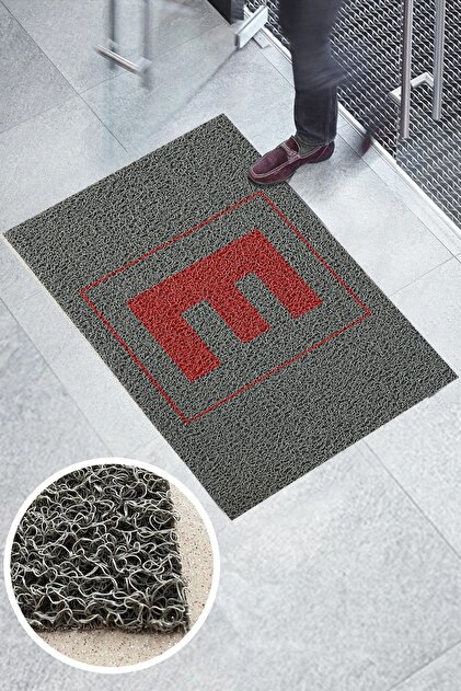 E Pharmacy Mat with E Logo Gray Curly Mat Workplace Mat Apartment Entrance Mat Water Absorbent