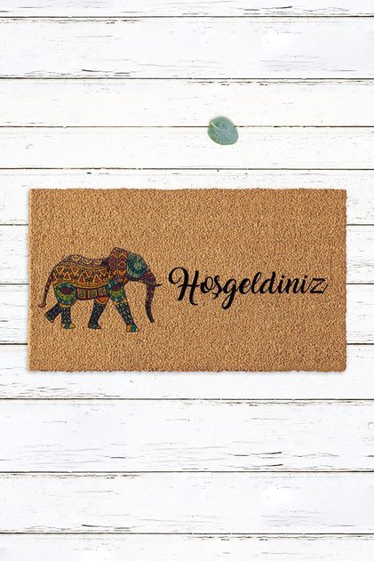 Welcome Doormat with Elephant Home Decoration Entrance Mat Door Front Mat Koko Mat Bristle Mat 50x90