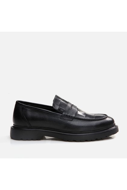 Genuine Leather Men's Black Loafer