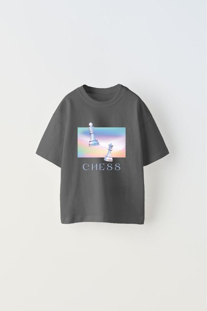 Chess Written Colorful Chess Design Printed Smoked Children's T-Shirt