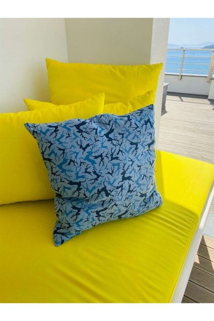 Decorative Blue Deer Pattern Pillow Case 50x50 Unisex Blue