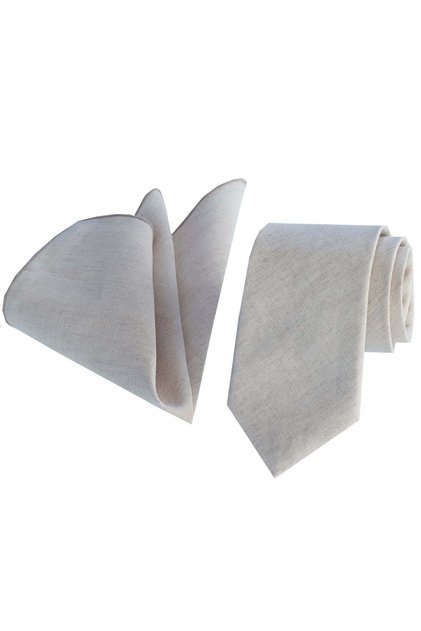 Beige Cream Gradient Natural Tie Handkerchief Set