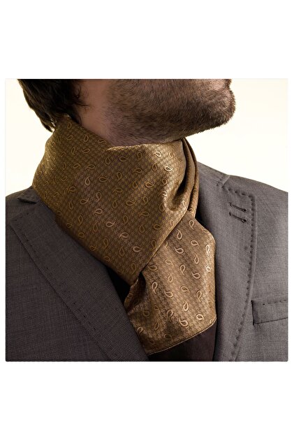 Barkır Brown Paisley Patterned Double Sided Shawl Scarf