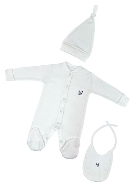 3-Piece Baby Body Set, Jumpsuit+Hat+Bib, 100% Organic Cotton Baby Gift Set, Newborn Set