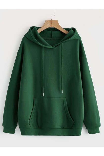 Green Hooded Oversize Sweatshirt