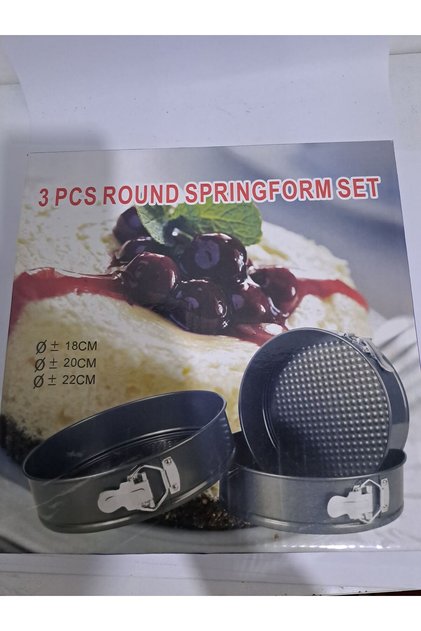 3lü Kelepçeli Kek Kalıbı Seti 18cm 20cm 22cm