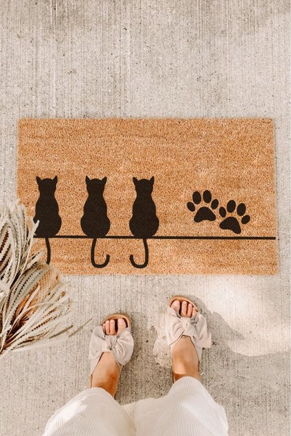 3-Cat Paw Door Front Mat Exterior Door Mat Home Mat Thick Apartment Apartment Entrance Mat