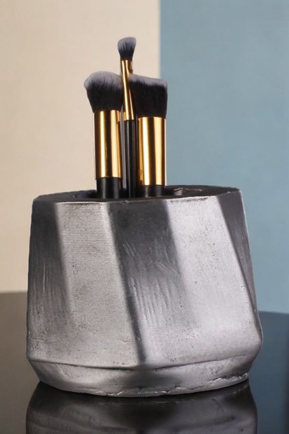 Makeup Organizer, Makeup Brush Holder, Makeup Brush Holder, Antique Silver Finish, Model 17