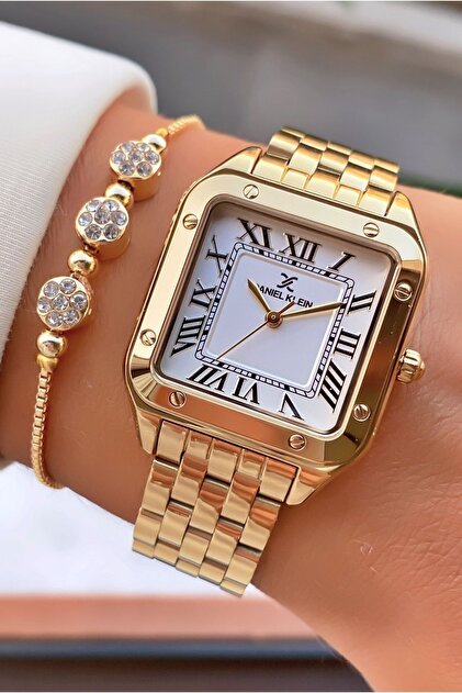 Polo Nox Vision Alya Vintage Kare kadran Gold Kadın Kol Saati