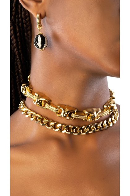 Fama Altın Kaplama Choker Kolye