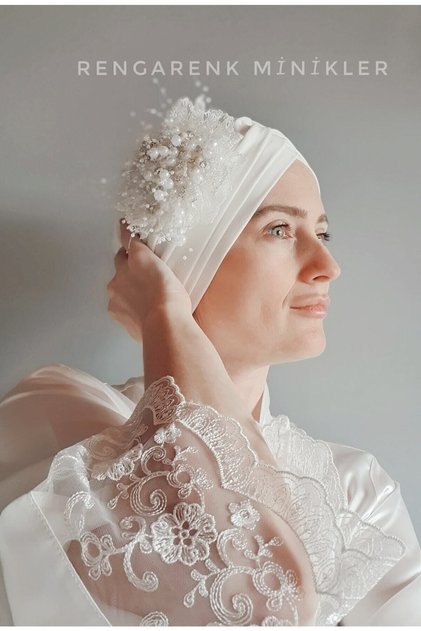 Özel Tasarim Dantel Detaylı Incili Taşlı Anne Lohusa Bonesi