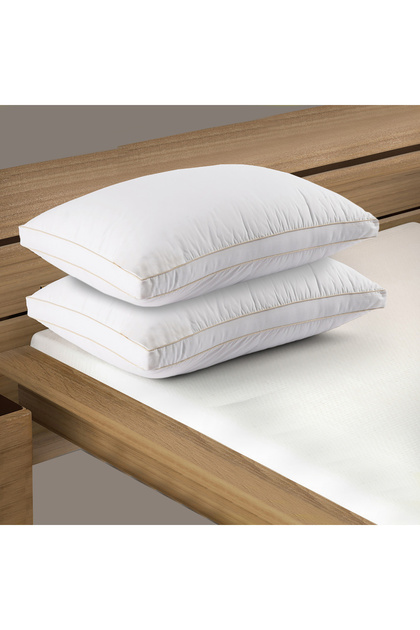 2 Pieces Microfiber Prime Hotel Pillow with Double Golden Line - 75x50 cm