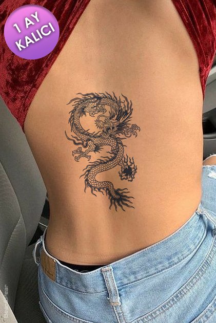 30 Gün Kalıcı Tattoo Ejderha Dövmesi Dragon Dövme