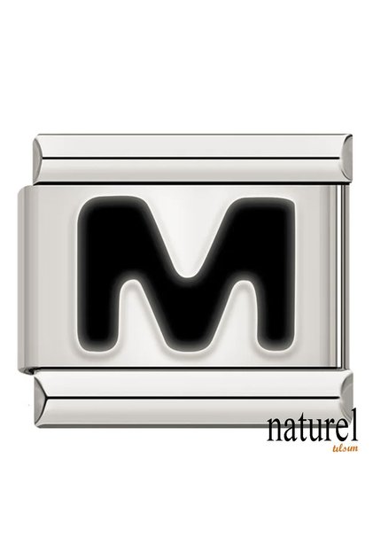 Italian Stainless Steel 9mm Letter m Charm