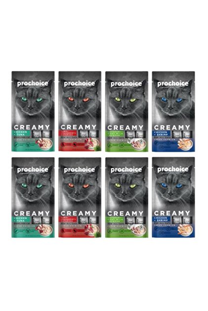 Pro Choice Creamy Sıvı Kedi Ödül Maması 8'li karma Set - Fiyatı