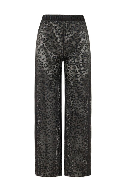 Knitwear Leopard Pattern Openwork Bitter Brown Trousers