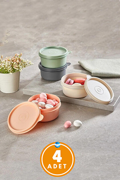 Miningaa 4'lü Yuvarlak Mini Saklama Kabı Küçük Sızdırmaz Kapaklı