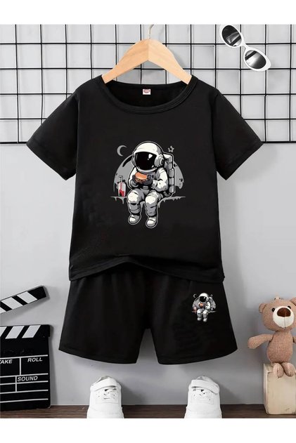 Nasa Astronaut Printed Tshirt-Shorts Top and Bottom Set