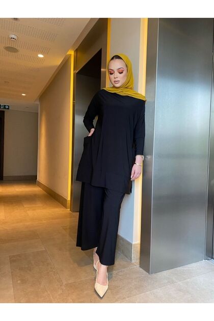 Harika Sandy Pantolonlu Cep Detaylı Ikili Takım