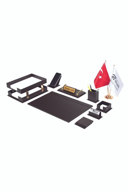 11 Piece Liya Desk Set - Brown Full Set