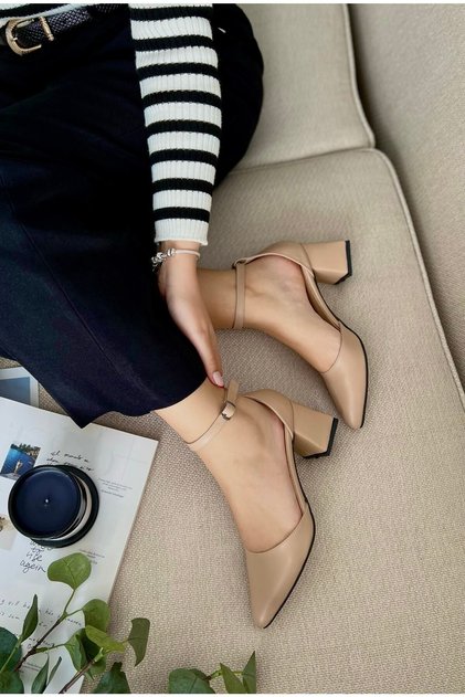 Women's Ruth Short Thick Heeled Daily Comfortable Matte Leather Shoes
