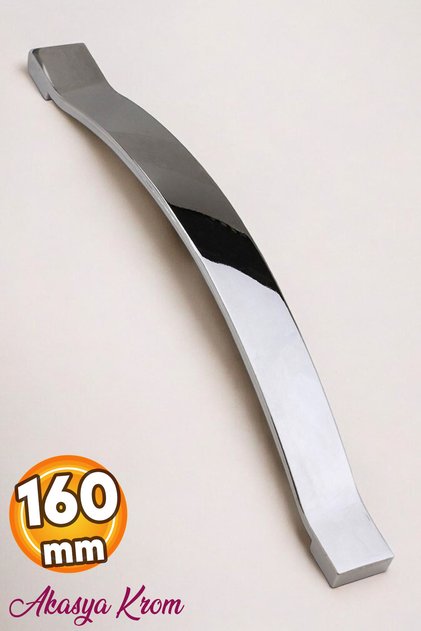 Akasya (160 MM - 16 CM) Mobilya Mutfak Çekmece Dolap Dolabı Kapak Kulbu Krom Metal Kulpu Kulpları