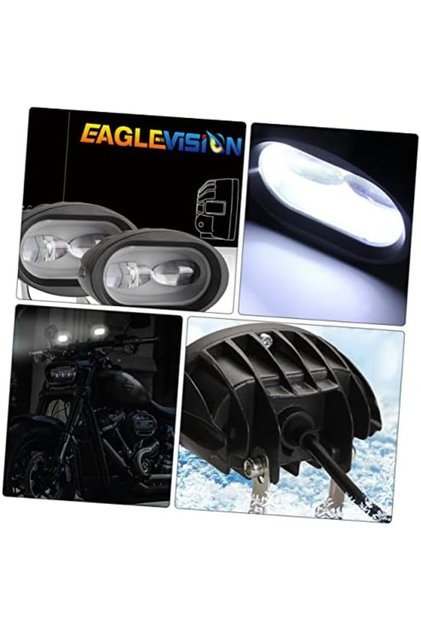 Led Spot Işık ve Beyaz Projektör Çakarlı Oval Çift Gözlü Off Road Lamba Motosiklet Uyumlu