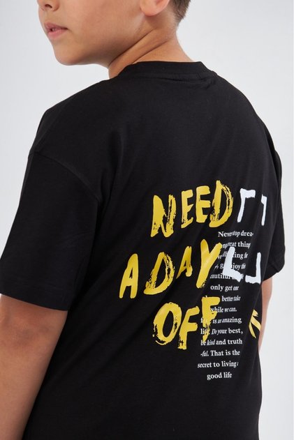 Great Day Coming Text Printed Black Children's T-Shirt