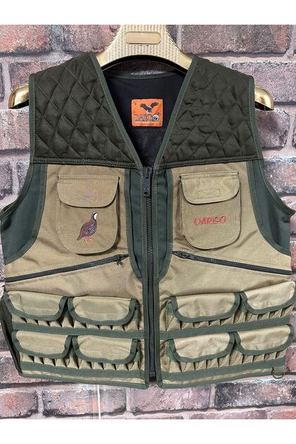 Haki Nubuk Camel XL Beden Avcı Yeleği