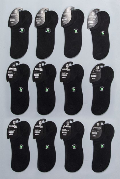 12-Pack Black Men's Bamboo Stitch-Free Sneaker Ballet Flats