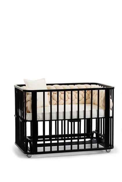 Siyah Ahşap 4in1 Beşik Takım 70 X 110 Anne Yanı, Karyola, Oyun Parkı, Montessori Junior Yatak-ab