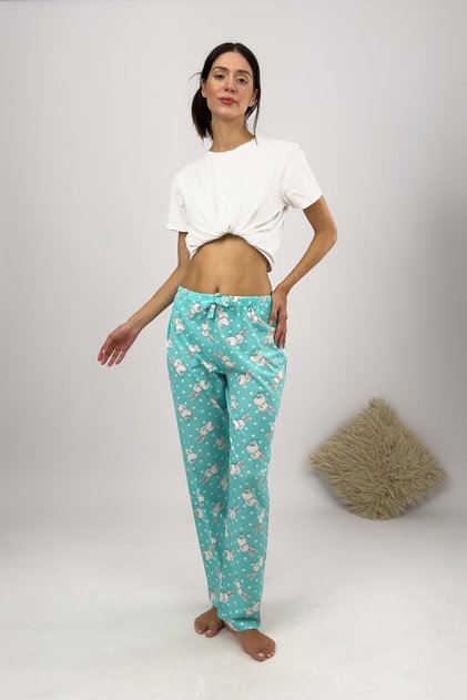 Kadın Pijama Altı Kurdeleli Büyük Tavşan Yeşil