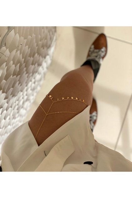 14k Altın Kaplama Para Detay Bacak Aksesuarı