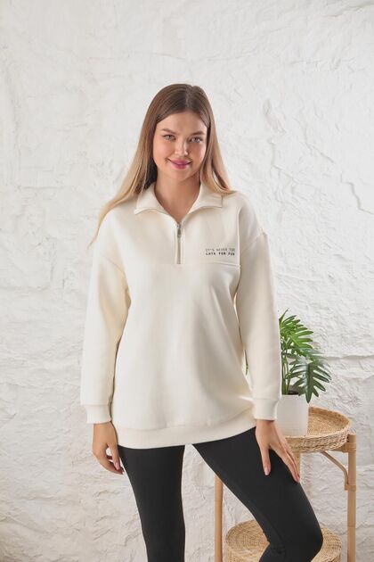 ユキ LCWAIKIKI Classic Soft Touch Oversize Kadın Sweatshirt - S6BD72Z8