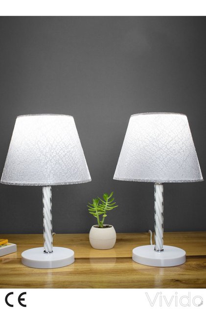 Dantelli Beyaz Elegant İkili Abajur