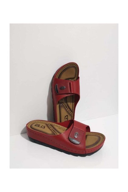 Velcro Wedge Heel Red Orthopedic Women's Slippers