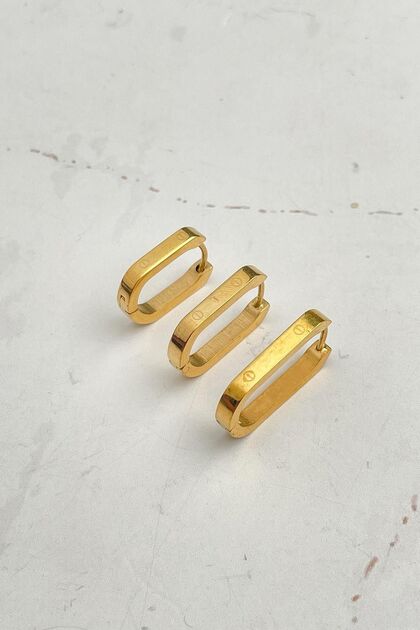 Gold Color Triple Steel Earrings