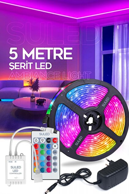 SULED Şerit Led 5 Metre Ambians Aydınlatma Kumanda & Trafolu RGB