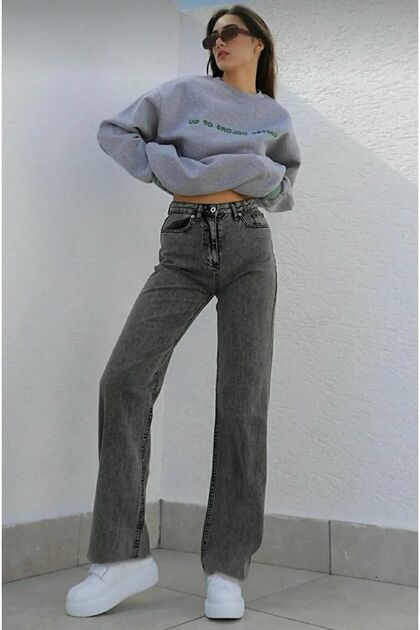 Women's Lycra High Waist Wide Leg Jeans - WIDE LEG