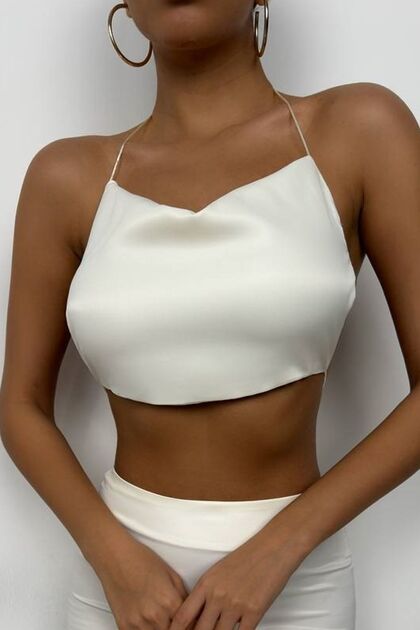 New Season - Degaje Neck and Back Detailed Sleeveless Women's Blouse 24S15002