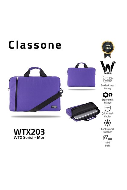 Wtx203 Wtxpro Series قماش مقاوم للماء 15.6 بوصة ماك بوك، كمبيوتر محمول، حقيبة يد للكمبيوتر المحمول - أرجواني