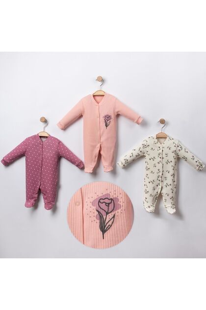 100% Cotton Baby Girl 3-Piece Newborn Rompers Set