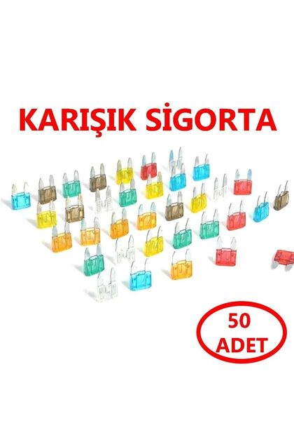 Eroğlu Oto 50'li Araç Mini Bıçak Sigorta 50 Adet Karışık Amperler