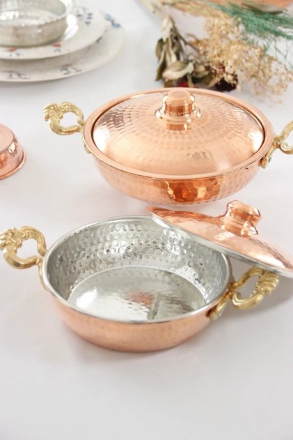 Bakır Kapaklı Kalın Yumurta Tavası & Sahanı 22cm