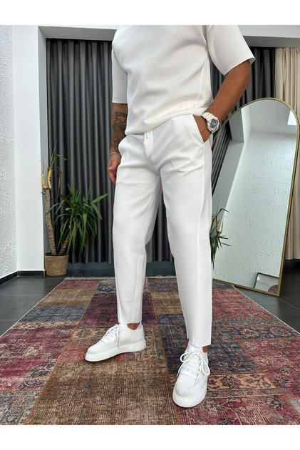 Scuba Fabric Asymmetrical Cut Detailed Boyfriend Fit Sweatpants