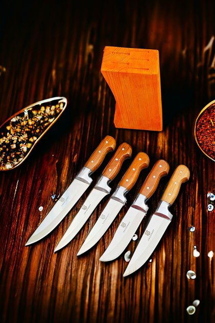 Swencraft Kitchen Meat Bread Swimming Vegetable Knife & Knife Stand Set of 6 Stainless