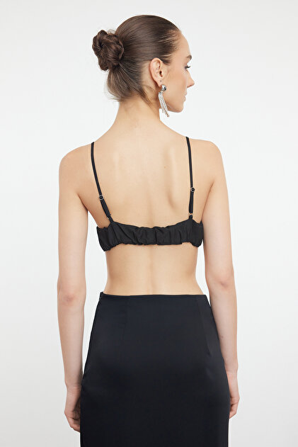 Trendyol Collection Black Crop Lined Woven Bustier TPRAW22BS0005